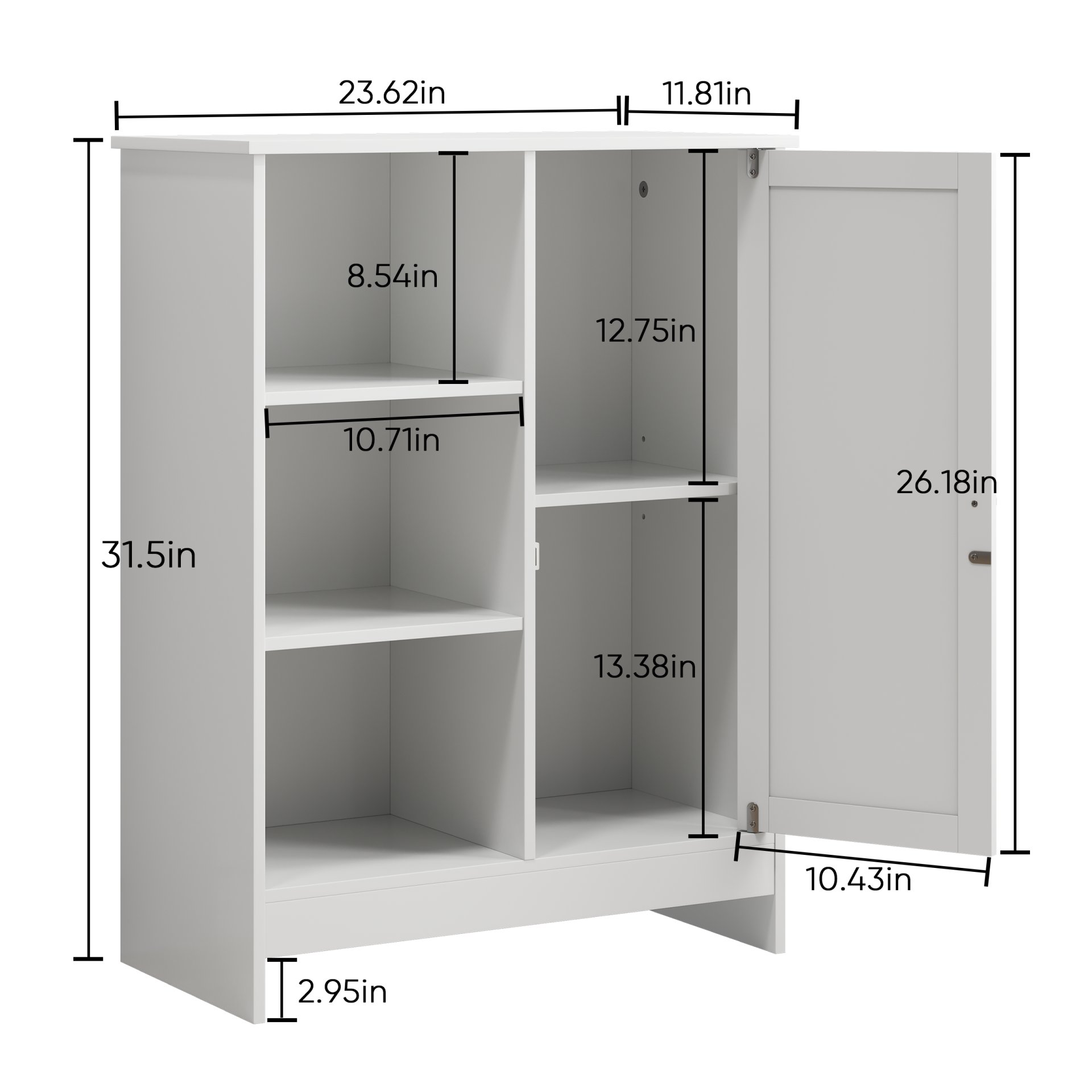 Classic Freestanding Bathroom And Kitchen Storage Cabinet With Adjustable Shelves - White - Image 3