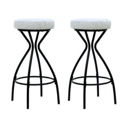 Modern Floral Print Counter Height Bar Stool (Set of 2) With Footrest - Black / White