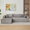 Compression Sectional Couch With Comfy Chaise, Boneless L Shape Sofa With Deep Seat, Minimalist Modular Couches Sleeper - Gray - Image 2
