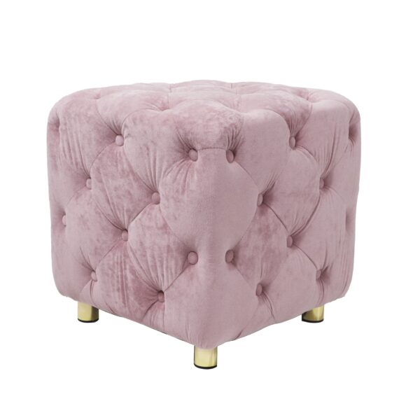 Modern Velvet Upholstered Ottoman, Exquisite Small End Table, Soft Foot Stool, Dressing Makeup Chair, Comfortable Seat For Living Room, Bedroom, Entrance - Pink