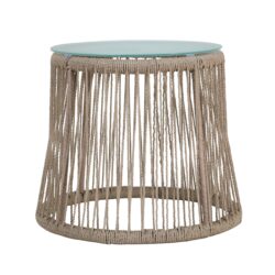 Southport - Boho Side Table With Tempered Glass Top And Woven Rope - Brown