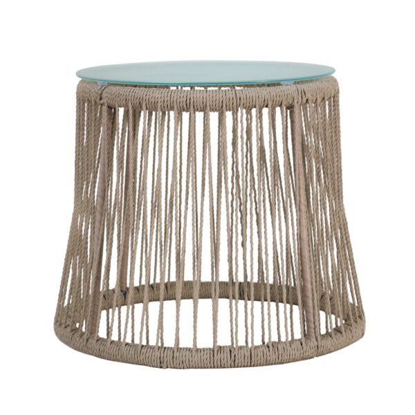 Southport - Boho Side Table With Tempered Glass Top And Woven Rope - Brown