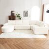 Oversized Modular Sofa Cloud Sectional Sofa Set Upholstered Couches U - Shaped Sofa With Deep Seat For Living Room - Beige - Image 10