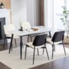Dining Chairs Mid-Century Modern Retro Faux Leather Chair With Walnut Bentwood Back Upholstered Seat Metal Legs Adjustable Foot For Kitchen Dining Room Chairs (Set of 2) - Beige - Image 18