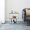 Tempered Clear Bent Glass Side Table Sofa Table, Multi Purpose Use, Premium Tempered Glass - Transparent - Image 4
