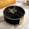 Double Layer Tempered Glass Top Stainless Steel Round Coffee Table For Living Room - Gold / Black - Image 5