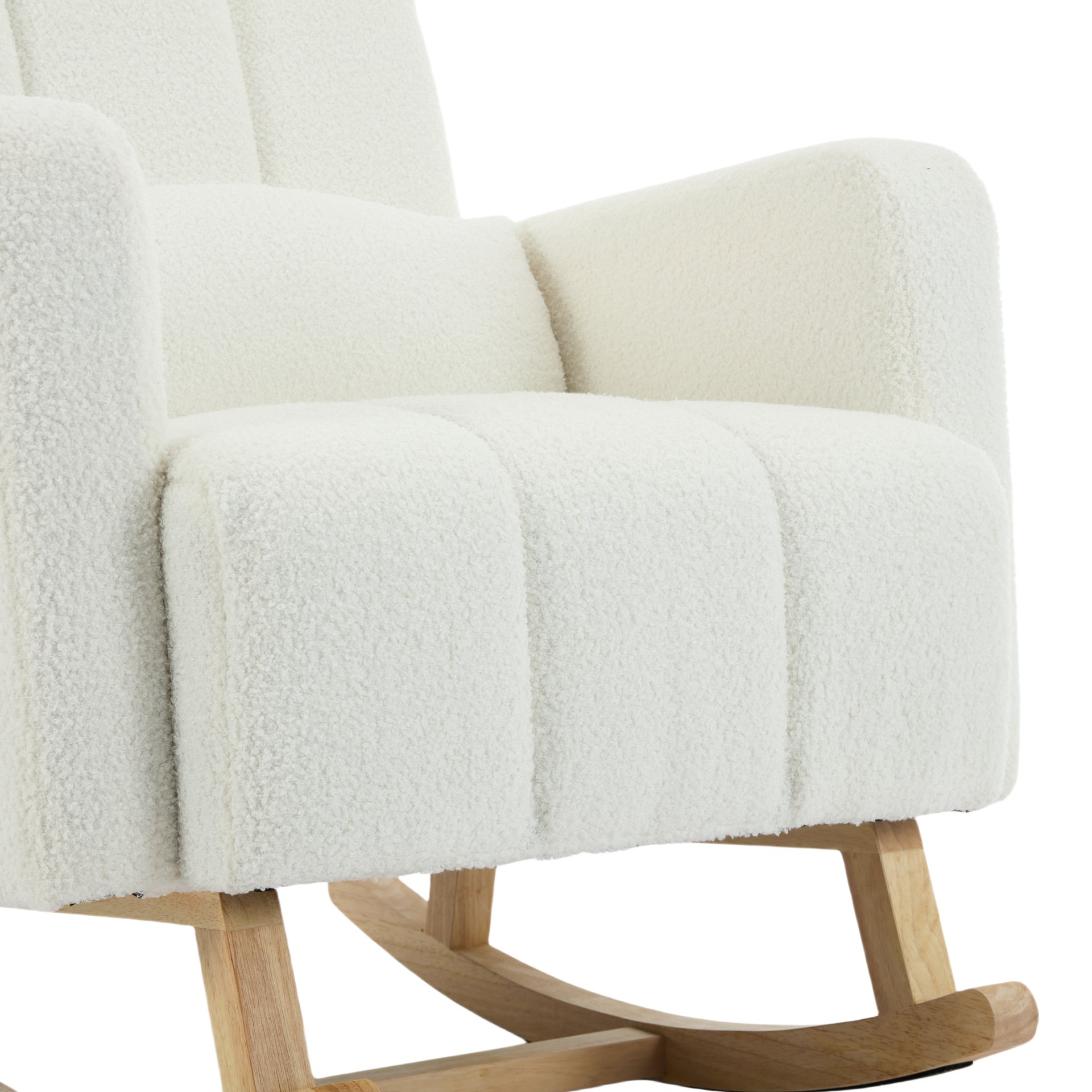 Accent Rocking Chair With Pillow, Spacious & Comfortable Seating For Living Room Or Bedroom - Cream White - Image 20