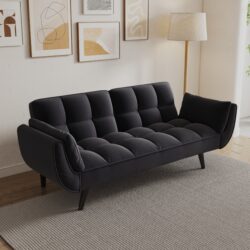Sofa Soft Two Armrests Throw Pillow Pillow Comfortable Fit Apartment Bedroom Small Space - Black