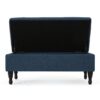 Hyatt - Suede Storage Ottoman With Tufted Top And Dark Wooden Legs - Navy Blue - Image 7