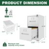 Premium 2 Drawer File Cabinet With Lock, Metal Vertical Design, A4 Legal / Letter Size, Steel, Compact Dimensions - White - Image 3