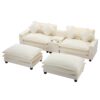 Chenille Upholstered Sectional Sofa With Removable Ottoman, USB Ports, Cup Holders, And Storage - Beige - Image 16