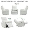 29.92" 270 Power Swivel Rocker Recliner Chair, Electric Glider Reclining Sofa With USB Ports, Power Swivel Glider, Rocking Chair Nursery Recliners For Living Room Bedroom - Light Gray - Image 4