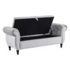 Velvet Multifunctional Storage Rectangular Ottoman Bench With Pillow - Gray - Image 5