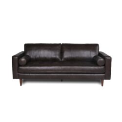 Mid-Century Tufted Leather Sofa - Espresso