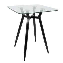 Clara - Mid-Century Modern Square Counter Table - Black / Clear