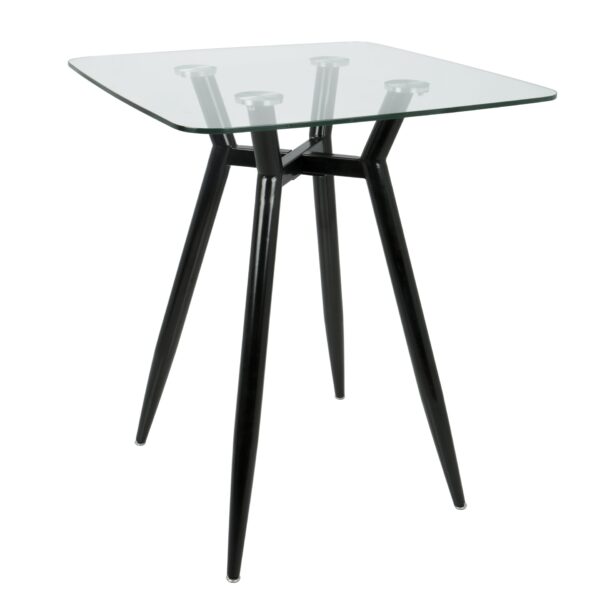 Clara - Mid-Century Modern Square Counter Table - Black / Clear