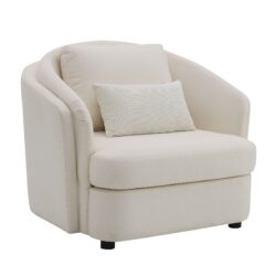 Mariko - Linen Chair With 1 Toss Pillow - Beige