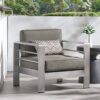 Outdoor Aluminum Club Chair With Cushion - Gray - Image 7