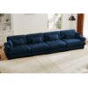Super Comfort Oversized Modular Velvet Sectional Sofa Couch With Movable Ottoman And Bolstered Armrests - Blue - Image 2