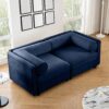 Modern Chenille 2 Seater Sofa With Hidden Storage And Cylindrical Support - Blue - Image 2