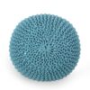 Moro - Contemporary Pouf With Knit Weave Design - Aqua - Image 8