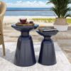 Serenita - Outdoor Iron Side Tables With Flared Design, (Set of 2) - Navy Blue - Image 2