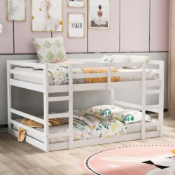 Full Over Full Classic Bunk Bed & Ladder - White