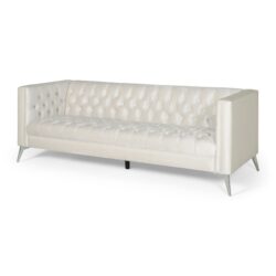 Contemporary 3 Seater Sofa & Button Tufted Design - Beige