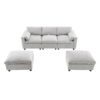 Modular Sectional With Storage Pockets, 5 Seat U Shaped Couch Set With Pillows, Free Combination Modern Cloud Sofa With 2 Movable Ottoman - Medium Gray - Image 3