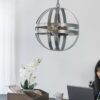 4 Light Galvanized Chandelier, Hanging Light Fixture With Adjustable Chain For Kitchen, Bulb Not Included - Gray - Image 5