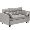 Modern Velvet Loveseat Futon Sofa Couch Pullout Bed, Small Love Seat Lounge Sofa With Reclining Backrest, Toss Pillows, Pockets, Furniture For Living Room, 3 In 1 Convertible Sleeper Sofa Bed - Gray - Image 8