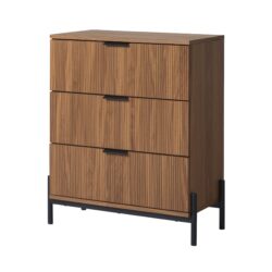 Mid-Century 3 Drawer Chest With Reeded Drawer Fronts - Mocha