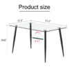 Modern Rectangular Glass Dining Table With Tempered Glass Top And Metal Legs For 4 - 6 People - Black / Transparent - Image 3