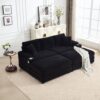Convertible Sectional Sofa Bed Set With Armrest Storage, Cup Holder, USB - Black - Image 2