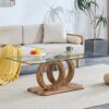 Modern Style Glass Top Coffee Table With Base Suitable For Living Rooms And Lounge Areas - Natural Wood - Image 2