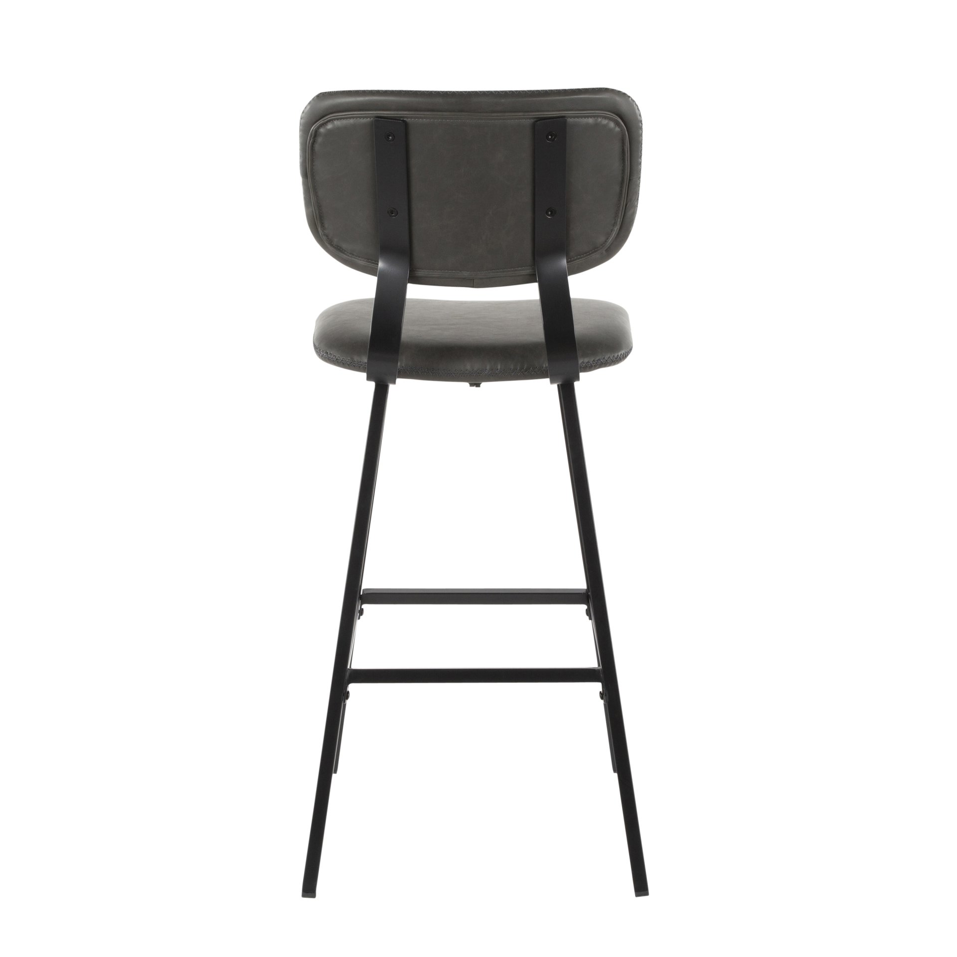 Foundry - Contemporary Barstool Zig Zag Stitching (Set of 2) - Black / Gray - Image 5