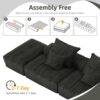 Modern Oversized Modular Sectional Sofa With 2 Ottoman And 2 Seat, Sparkling Chenille Fabric Soft Cushion Sofa With 4 Pillows, 4 Pieces Diy Combination Tufted Sofa, No Assembly Required - Black - Image 19