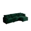 Corduroy L Shaped 3 Seater Sofa With Ottoman For Small Living Rooms - Green - Image 14