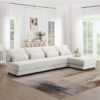 Oversized Deep Seat Sectional Sofa With Reversible Chaise, Loop Yarn Fabric 5 Seat Armless Indoor Furniture, Convertible L-Shaped Couch - Cream - Image 12