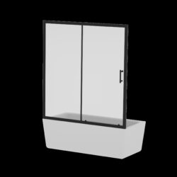 Sliding Shower Door For Bathtub - Matt Black