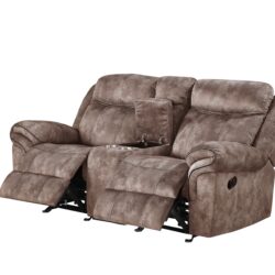 Zubaida - Two Tone Velvet Recliner Loveseat With USB Port Console - Chocolate