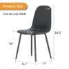 Modern Minimalist Dining Chair Set 4 Chairs, Upholstered Side Chairs With Metal Legs - Black - Image 3