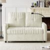 Modern Loveseat Pull Out Sofa Bed With Adjustable Backrest, Two Cup Holders, A Phone Holder, Three Charging Ports And Side Storage Pockets For Living Room - Beige - Image 10