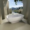 Freestanding Solid Surface Bathtub, Luxury Engineered Stone Resin Freestanding Soaking Bathtub With Overflow And Pop-Up Drain Cupc Certified, 22S04-67 - Matte White - Image 5