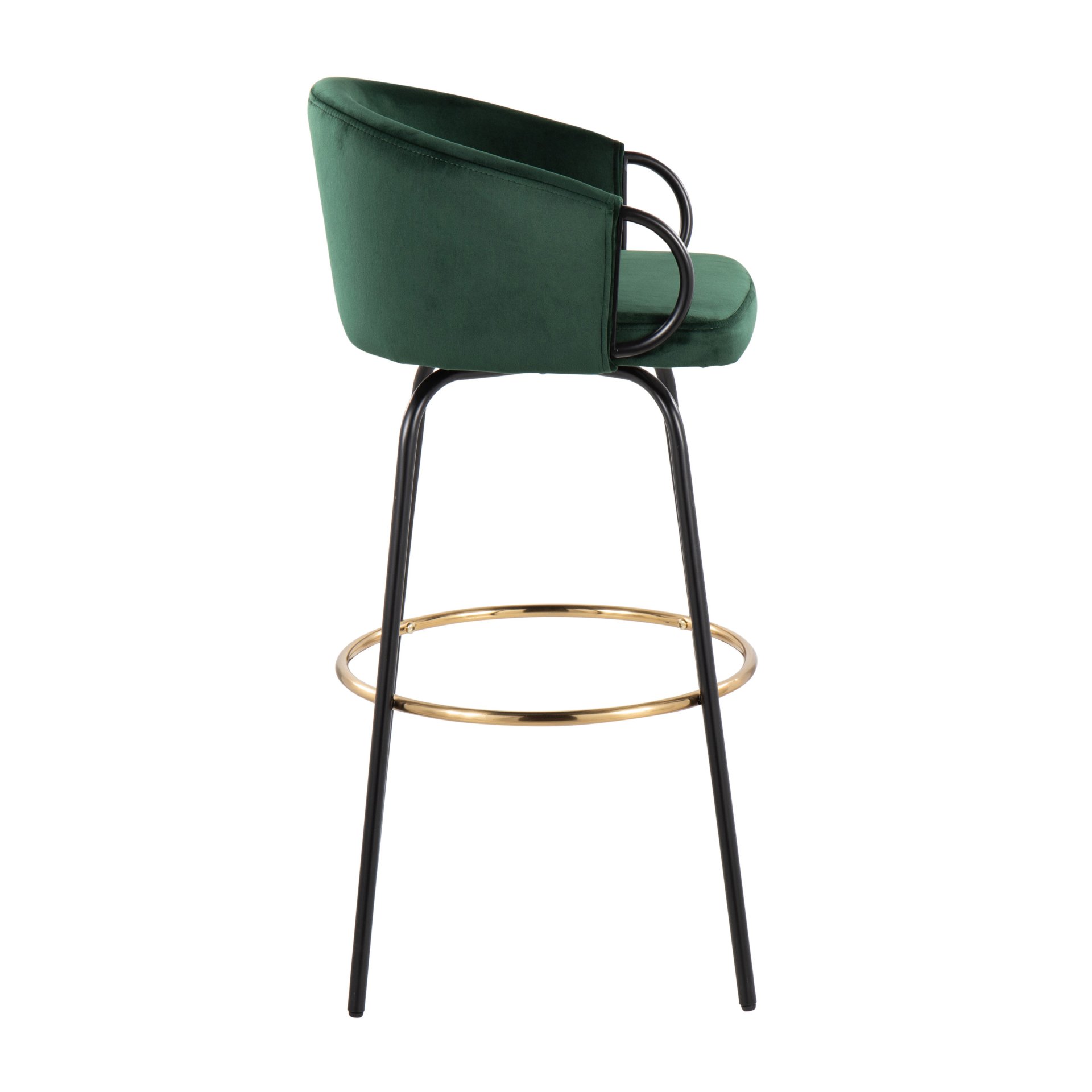 Claire - Contemporary / Glam Barstool With Footrest (Set of 2) - Black / Emerald Green - Image 3