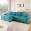 Convertible U Shaped Sectional Sofa With Storage Chaise Lounges & USB Ports - Teal - Image 3