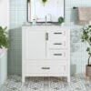 30" Bathroom Vanity With Sink Set, Storage Cabinet, Soft Close Drawers & Removable Tray - White - Image 2