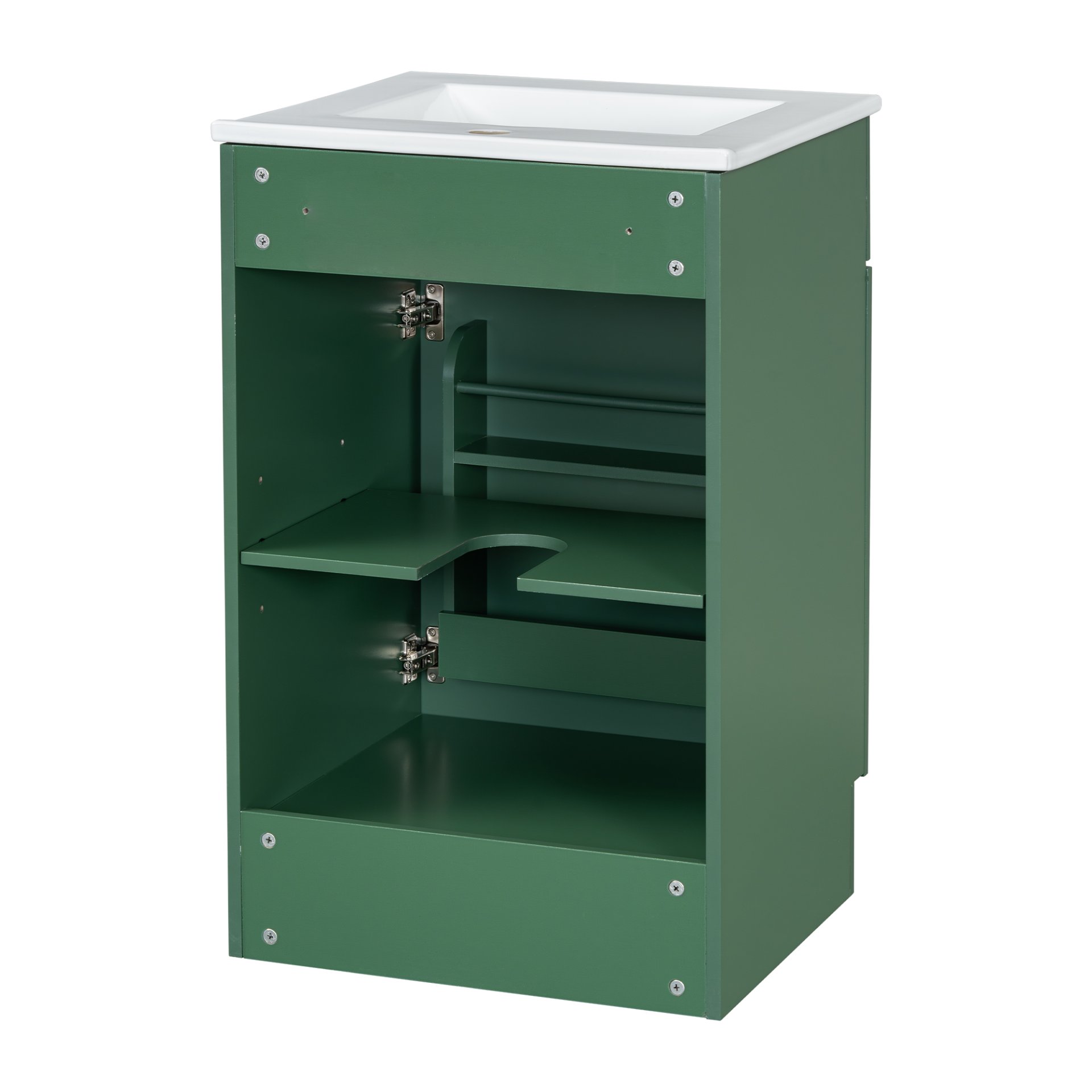 20" Bathroom Vanity With Sink, Freestanding Cabinet With Door Shelf And Adjustable Shelf, And Ceramic Construction - Green - Image 18