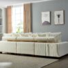 Modular Sectional Sofa, 5 Seater Oversized Convertible L & U Shaped Couch, Corduroy Fabric - Beige - Image 5