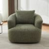 360° Swivel Chair, Chenille Upholstered Barrel Sofa Chair With Throw Pillow, For Living Room, Office - Green - Image 7